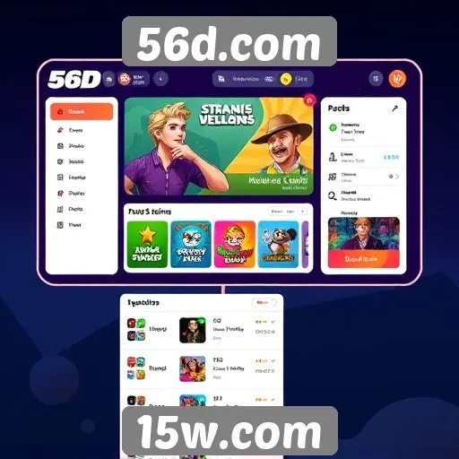Interface do usuário do 56d.com em destaque